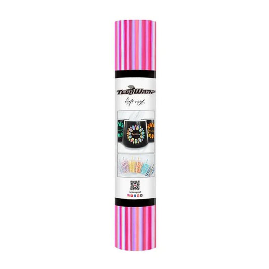 TECKWRAP Bubble Free Holographic Glossy Rainbow Adhesive Vinyl - Pink