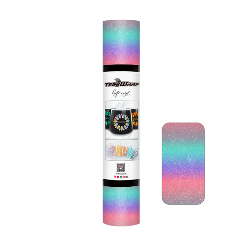 TECKWRAP Rainbow Stripes Adhesive Vinyl - Pink Cyan